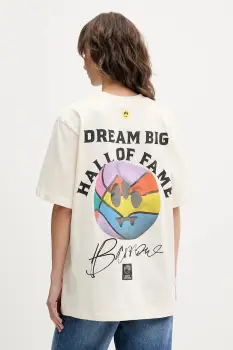 Barrow tricou din bumbac culoarea bej, cu imprimeu, F5BWUATH127 imagine