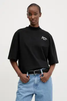 Barrow tricou din bumbac femei, culoarea negru, cu turtleneck, S5BWWOTH143 imagine