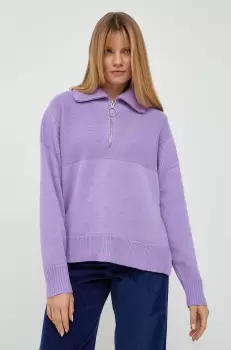 Beatrice B pulover de lana femei, culoarea violet, light, cu turtleneck imagine