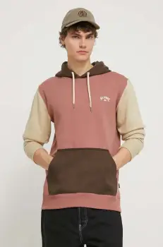 Billabong bluza barbati, culoarea roz, cu gluga, cu imprimeu imagine