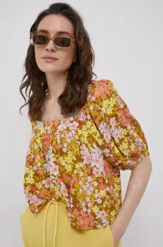 Billabong bluza femei, culoarea galben, in modele florale imagine