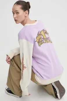 Billabong bluza Since 73 femei, culoarea violet, cu imprimeu, UBJFT00227 imagine