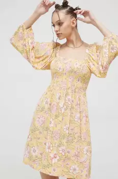 Billabong rochie culoarea galben, mini, evazati imagine