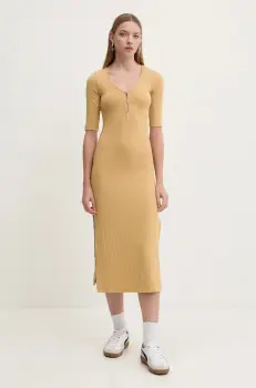 Billabong rochie Take Time culoarea galben, midi, mulata, EBJKD00107 imagine