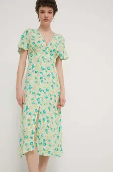 Billabong rochie Your Girl culoarea verde, midi, evazati, ABJWD00671 imagine