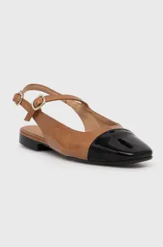 Billi Bi balerini de piele culoarea maro, cu toc deschis, A6801 imagine