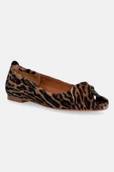 Billi Bi balerini piele intoarsa Leopardo cuoio suede imagine