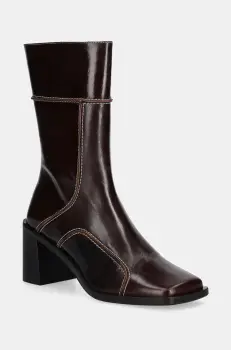 Billi Bi cizme de piele femei, culoarea maro, cu toc drept, A7610 imagine