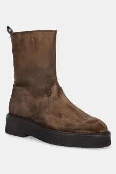 Billi Bi cizme din piele intoarsa culoarea maro, cu toc plat, izolare usoara, A9122 555 imagine