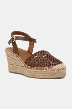 Billi Bi espadrile de piele culoarea maro, toc pana, A8611 imagine