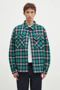 Billionaire Boys Club geaca cu aspect de camasa Padded Check Overshirt culoarea verde, de tranzitie, oversize, B24430 imagine
