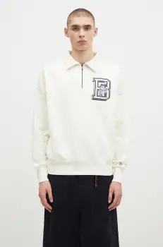 Billionaire Boys Club hanorac de bumbac College Quarter Zip barbati, culoarea bej, cu imprimeu, B24343 imagine