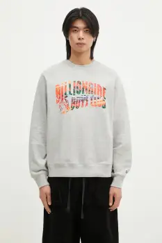 Billionaire Boys Club hanorac de bumbac Tropical Island Fill Arch Logo Crewneck barbati, culoarea gri, cu imprimeu, B24439 imagine