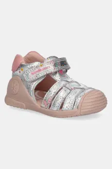 Biomecanics sandale din piele pentru copii culoarea argintiu, 252103 imagine