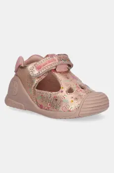 Biomecanics sandale din piele pentru copii culoarea auriu, 252102 imagine