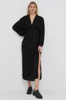 Birgitte Herskind rochie culoarea negru, maxi, drept imagine