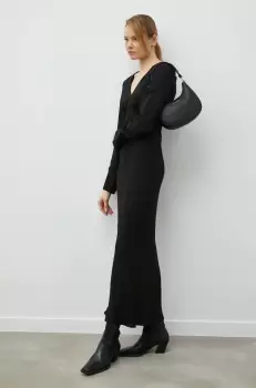 Birgitte Herskind rochie culoarea negru, maxi, drept imagine