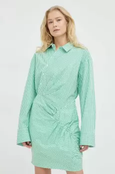 Birgitte Herskind rochie din bumbac culoarea verde, mini, drept imagine