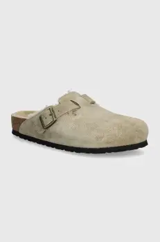 Birkenstock papuci Boston Shearling barbati, culoarea bej, 1028289 imagine