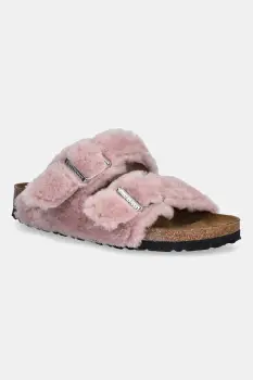 Birkenstock papuci de lana Arizona Shearling Upper culoarea roz, 1030274 imagine