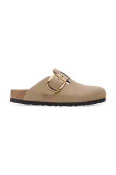 Birkenstock papuci de piele Boston Big Buckle culoarea bej, 1030393 imagine