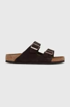 Birkenstock papuci din piele Arizona barbati, culoarea maro, 1027077 imagine