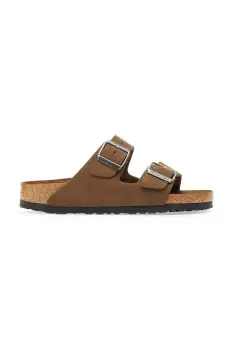 Birkenstock papuci din piele Arizona culoarea maro, 1030863 imagine