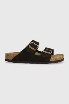 Birkenstock papuci din piele Arizona femei, culoarea maro, 1027083 imagine