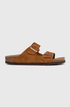 Birkenstock papuci din piele Arizona femei, culoarea maro, 1027162 imagine