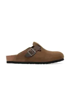 Birkenstock papuci din piele Boston culoarea maro, 1030667 imagine
