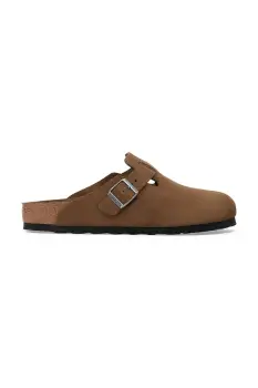 Birkenstock papuci din piele Boston culoarea maro, 1030814 imagine