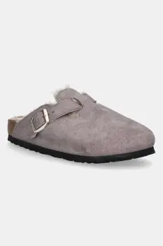 Birkenstock papuci din piele Boston Shimmering Shearling culoarea violet, 1030887 imagine
