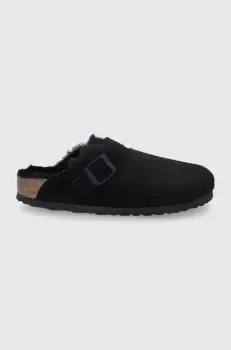 Birkenstock Papuci din piele intoarsa culoarea negru imagine