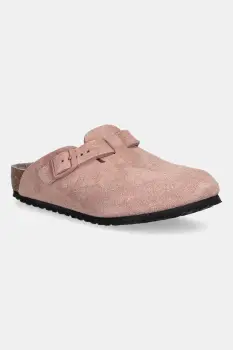 Birkenstock papuci din piele intoarsa pentru copii Boston culoarea roz, 1030464 imagine