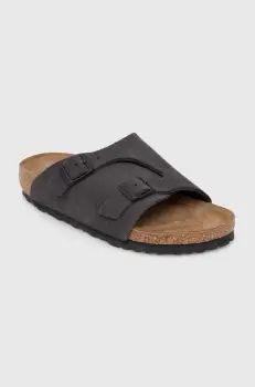 Birkenstock papuci din piele Zurich femei, culoarea gri, 1028547 imagine