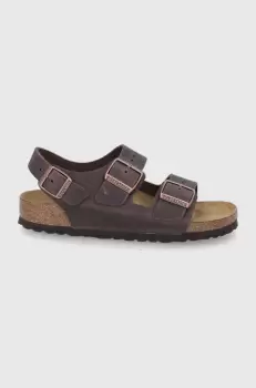 Birkenstock Sandale de piele Milano femei, culoarea maro imagine