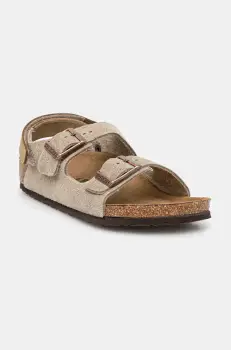 Birkenstock sandale din piele intoarsa pentru copii Milano culoarea bej, 1029471 imagine