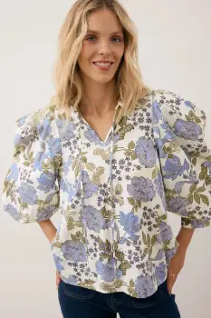 Bizuu bluza din bumbac ANDRASSA cu imprimeu, ANDRASSA NIEBIESKI imagine