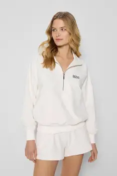 Bizuu pantaloni scurti din bumbac ETHIES culoarea bej, uni, high waist, ETHIES KREMOWY imagine