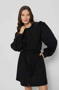 Bizuu rochie din bumbac TARQUA culoarea negru, mini, drept, TARQUA_CZARNY_SS25 imagine