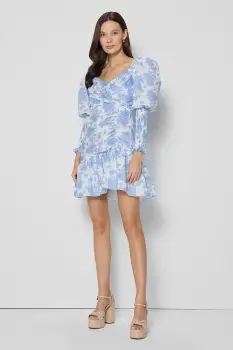 Bizuu rochie din bumbac ZOENA mini, evazati, ZOENA NIEBIESKI imagine