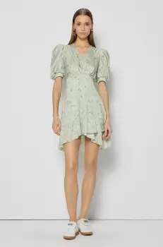 Bizuu rochie FORMOSA PICO culoarea verde, mini, evazati, FORMOSA_PICO_ZIELONY_SS25 imagine