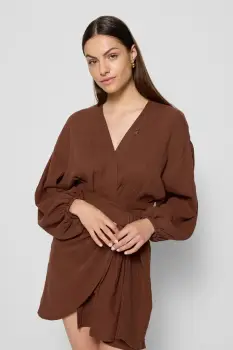 Bizuu rochie MOULINS culoarea maro, mini, drept, MOULINS BRAZOWY imagine