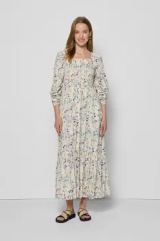 Bizuu rochie PATRYA culoarea bej, midi, evazati, PATRYA KREMOWY imagine