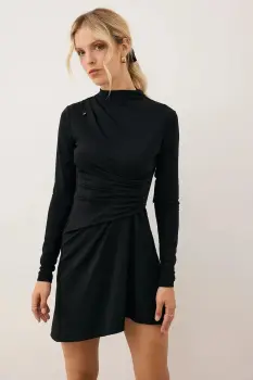 Bizuu rochie SALOMEI culoarea negru, mini, evazati, SALOMEI CZARNY imagine