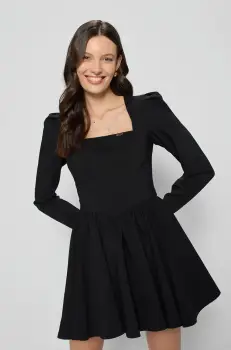 Bizuu rochie SYDNEY culoarea negru, mini, evazati, SYDNEY CZARNY imagine