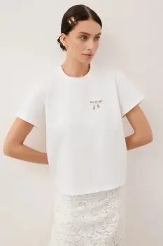 Bizuu tricou din bumbac TISHALLE culoarea alb, TISHALLE KREMOWY imagine