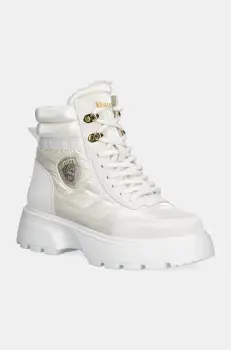 Blauer botine BLANCA femei, culoarea alb, cu toc plat, izolare usoara, F4BLANCA03.NYP imagine