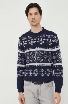 Blauer pulover femei, culoarea albastru marin, calduros imagine