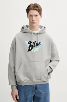 BLUEMARBLE hanorac de bumbac barbati, culoarea gri, cu gluga, cu imprimeu, HO01.FL05CA25 imagine